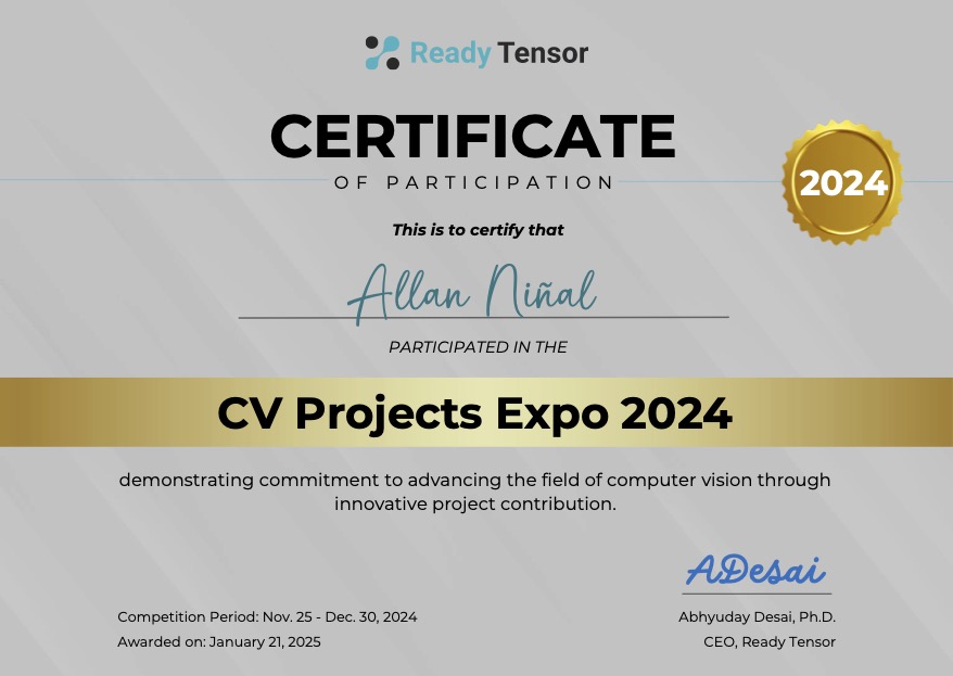 Computer Vision Projects Expo Certificate